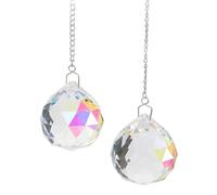LOCADENCE 2pcs Crystal Ball Prism Pendant, Crystal Chandelier Lamp with Chain, Window Rainow Maker Ornament, Christmas Tree Decor (Color)
