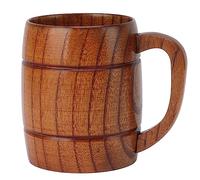 Locadence 300 ML Wooden Beer Mug, Prevent Scald Bucket Shaped Drinkware with Handle, Wood Drinking Cup for Tea Milk Beer Kitchen Home Bars