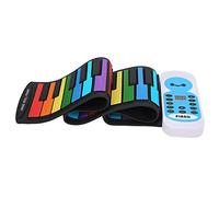 LOCADENCE 49 Key Roll Up Keyboard Piano, Rainbow Kids Foldable Piano with 128 Rhythms Timbres, DC5V USB 4D Stereo Soft Silicone Electric Piano for Kids Beginner