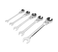Locadence 5PCS Double End Open Wrenches, 10mm 11mm 13mm 14mm 17mm Ratcheting Wrench Combination, Flexible Head Ratchet Wrench Set for Air Conditioning Brake Line