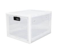Locadence Lockable Storage Box, Clear Refrigerator Storage Bins with 3 Digit Combination Code, Multifunctional Phone Lock Boxes for Food Home Security (Marco blanco y transparente)