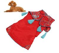 LOCADENCE Pet Costume Tang Suit, Chinese Style Cotton Dog Cheongsam Satin Clothes, Pet Clothes for Small Medium Sized Dog Puppy Cat (XS)