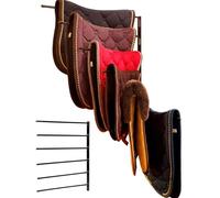 Locadence Saddle Pad Rack, 180 Degree Swing Out Saddle Blanket Rack, Iron Heavy Duty Horse Blanket Holder, Wall Mount 6 Hooks Horse Pad Holder for Storing Horse Gear