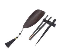 LOCADENCE Tea Ceremony Utensil Tools Set, Blackwood Chinese Gong Fu Tea Tool with Wooden Scoop Spoon Clip Stand for Home