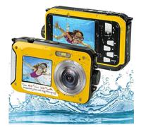 LOCADENCE Underwater Camera, Full HD 2.7K 48MP Camera, 10ft Underwater Digital Camera, 16X Digital Zoom Front Rear Double Screens Digital Camera (Yellow)