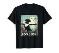 Local Boy Dog Nature Lake Ducks Scene T-Shirt