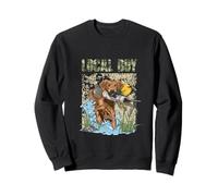 Local Boy Hunting Dog Catching Duck Vintage Camo Typography Sweatshirt