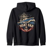 Local Charter Boat Dad Compass Fishing Captain Zip Hoodie