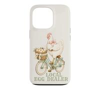 Local Egg Dealer Chicken Delivering Eggs Riding Bicycle Bows Case for iPhone 13 Pro