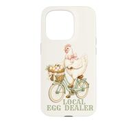 Local Egg Dealer Chicken Delivering Eggs Riding Bicycle Bows Case for iPhone 15 Pro