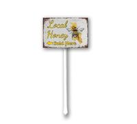 Local Honey (Arrow) Sign 12" x 8" Yard Sign with Stake Easy to Mount Lawn Sign