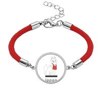 Local Japanese Famous Fox Lucky Red String Bracelet Rope Bracelet Handmade