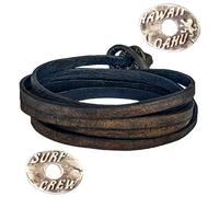 LOCAL LEAGUE Leather Wrap Bracelet SURF CREW HAWAII for Men & Women - Brown/Coffee Black - Multi-Layer Design, Adjustable Strap Wristband - Wrap up to 5 times, max. 37" (95 cm), Handmade in Europe