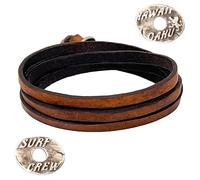 LOCAL LEAGUE Leather Wrap Bracelet SURF CREW HAWAII for Men & Women - Tan/Cognac Brown - Multi-Layer Design, Adjustable Strap Wristband - Wrap up to 5 times, max. 37" (95 cm), Handmade in Europe