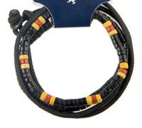 LOCAL LEAGUE Mens Surfer Beaded Leather Bracelet Set of 3 SURF CREW HAWAII - Adjustable Cord Wristband BLACK Beads Man Boys Wrap Rope Holiday Party Clubbing Festival Gift