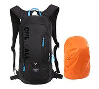 LOCAL LION Cycling Backpack with Rain Cover, Waterproof Ultralight Mountain Bike Rucksack, 10L Breathable Running Bag for Hiking, Trekking, Skiing & Motorcycle, Black