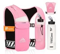 LOCAL LION Running Vest Women with Water Bottles, Reflective Hydration Vest Mens, Breathable Phone Holder For Trailrunning Marathon, Pink M - L