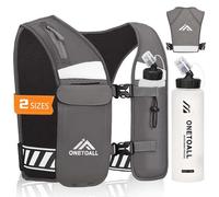 LOCAL LION Running Vest Women with Water Bottles, Reflective Hydration Vest Mens, Breathable Phone Holder For Trailrunning Marathon, Grey XS - S