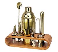 (local tyrant gold) New Bartender Set Oval Bamboo Wood Stand Base Cocktail Bartender Rose Gold Black 12-piece Set(750ml)