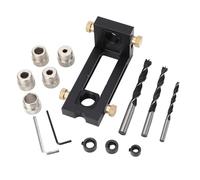 Localizador de perforadoras para carpintería Kit de guía de clavija Ajustable Accesorio de pasador 2 en 1 con casquillos de taladro de 5 orificios 6 8 10 12 15 mm para proyectos