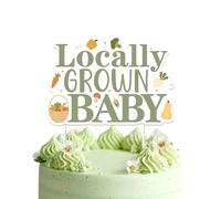 Locally Grown Baby Shower Decorations Cake Topper Farmers Market Baby Shower Decor Vegetables Fruits Cake Decor Double-Sided for Boys or Girls Gardener Themed Gender Reveal Party Supplies