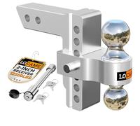 LOCAME Adjustable Trailer Hitch, Fits 2-Inch Receiver, 6-Inch Drop/Rise Aluminum Drop Hitch,12,500 LBS GTW-Tow Hitch for Heavy Duty Truck with Double Stainless Steel Locks, Silver, LC0013