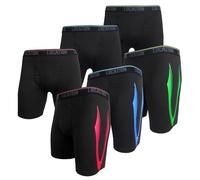Location Challenger 2 Men’s Long Leg Boxer Shorts 6 Pack, Anti-Chafing Sports Underwear, 4-Way Stretch Breathable Boxer Briefs, Moisture-Wicking Supportive Fit, Black Multi-Print, Sizes S-3XL