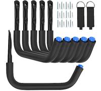 Locawaya 32cm Heavy Duty Garage Storage Hooks, Wall Mounted Utility Hanger Hanging Rack for Kayak Canoe, Surfboard, Snow Board, Ladder, Folding Chairs, Bicycle and Tools (6pcs)