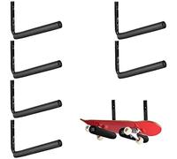 Locawaya Black Skateboard Wall Mount Storage Rack, Skateboard Garage Display Organizer, Skateboard Storage Holder for Snowboards, Scooter, Longboards (15 x 25cm/6pcs)