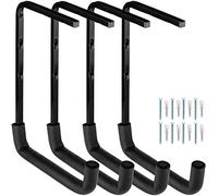Locawaya Heavy Duty Garage Storage Hooks, Overhead Garage Storage Rack, 4 Pack Wall Mounted Ladder Hook, Utility Ceiling Hangers & Organizer for Wood,Tools, Bicycle (10 x 14 Inch)