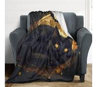LOCCHEN Black Cat Fleece Blanket Soft and Halloween Cat Cuddly Blankets Gifts for Parents Girlfriend Printed Blanket Anti Pilling and Breathable Blanket