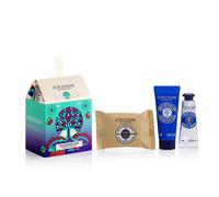 L'OCCITANE Shea Holiday Ornament Gift Set for Comforted & Nourished Skin: Includes Travel-Sized Shea Butter Hand Cream Ultra Rich Body Cream and Milk