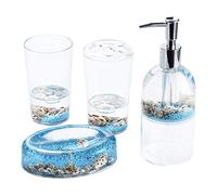 Locco Decor 4 Piece Acrylic Liquid 3D Floating Motion Bathroom Vanity Accessory Set Conch