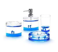 Locco Decor 4 Piece Acrylic Liquid 3D Floating Motion Bathroom Vanity Accessory Set Dolphin