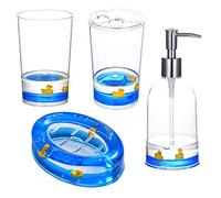 Locco Decor 4 Piece Acrylic Liquid 3D Floating Motion Bathroom Vanity Accessory Set Duck