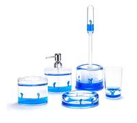 Locco Decor 5 Piece Acrylic Liquid 3D Floating Motion Bathroom Vanity Accessory Set Dolphin