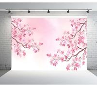 Loccor 10x6.5ft Fabric Pink Cherry Blossom Backdrop Spring Cherry Blossom Petals Drawing Sakura Background Wedding Girls Woman Birthday Bridal Shower Party Decor Banner Photo Props