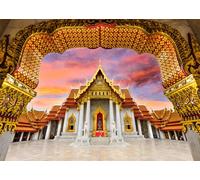 Loccor 10x8ft Fabric Thailand Marble Temple Backdrop for Photography Bangkok Indian Style Marble Temple Thailand Landmark Architecture Background Asian Temple Buddhist Backdrop Photo Studio Props