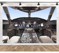 Loccor 2.7x1.8m Fabric Aircraft Cockpit Backdrop Airplane Sky Flying Cockpit Inside Airliner Background for Pilot Kids Portrait Photo Shoot Airplane Flight Theme Party Decorations Photo Props