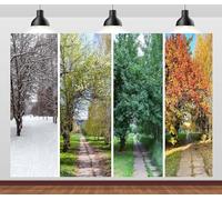 Loccor 5x3ft Fabric Four Seasons Tree Backdrop Winter Spring Summer and Autumn Change of Seasons Natural Trees Background Birthday Baby Shower Decor Banner Photo Studio Props