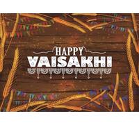 Loccor 5x3ft Fabric Happy Vaisakhi Backdrop for Photography Wheat on Rustic Wood Punjabi Religious Holiday Background for Punjab India New Year Festival Party Decorations Photoshoot Studio Props
