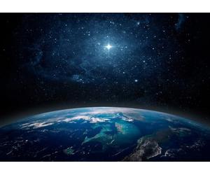 Loccor 5x3ft Fabric Outer Space Backdrop The Planet Earth View from Space Blue Starry Sky Lone Star Background Universe Milky Way Backdrop for Space Theme Party Decorations Photo Props