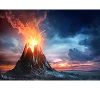 Loccor 5x3ft Fabric Volcano Backdrop Volcano Eruption Red Hot Lava and Gases Background Nature Geology Backdrop Home Decor Interior Mural Background Photo Studio Props