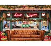 Loccor 7x5ft Fabric Friends Backdrop for Photography Central Park Retro Pub Sofa Background Christmas Holiday Decorations 80s 90s Friends Theme Party Banner Portarit Photoshoot Photo Props