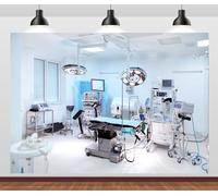 Loccor 7x5ft Fabric Hospital Operating Room Backdrop Modern Hospital Medical Equipment Surgery Anesthesia Bed Photography Background for Doctor Nurse Portrait Photo Studio Props