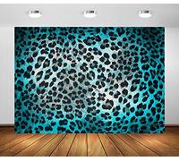 Loccor 7x5ft Fabric Leopard Print Backdrop for Photography Blue and Brown Spots Pattern Background Birthday Baby Shower Leopard Banner Cake Table Decorations Photo Booth Studio Props Wallpaper