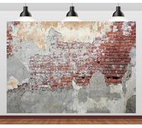 Loccor 7x5ft Fabric Old Grunge Red Brick Wall Backdrop Shabby Red Stone Wall with Broken Plaster Background for Home Interior Wall Decor Photo Studio Props