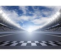 Loccor 7x5ft Fabric Racing Backdrop Finish Line Race Track Background for Racing Birthday Party Decorations Auto Moto Champion Sport Competition Photo Props