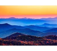 Loccor 7x5ft Fabric Sunset Mountains Backdrops Blue Ridge Appalachian Mountains Fall Forest Background for Outdoor Hiking Camping Holiday Vacation Birthday Party Portrait Photo Props