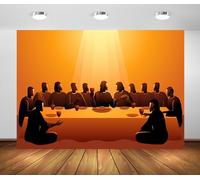 Loccor 7x5ft Fabric The Last Supper Backdrop Christ Jesus with His Twelve Apostles Photo Background Bible Stories Background for Religious Belief Church Decor Photo Studio Props